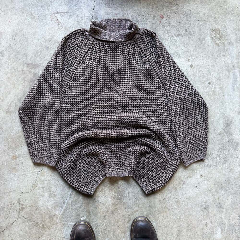 Boutique EUROPA Turtleneck Sweater Knit Pullover, Waffle Knit, Size XL